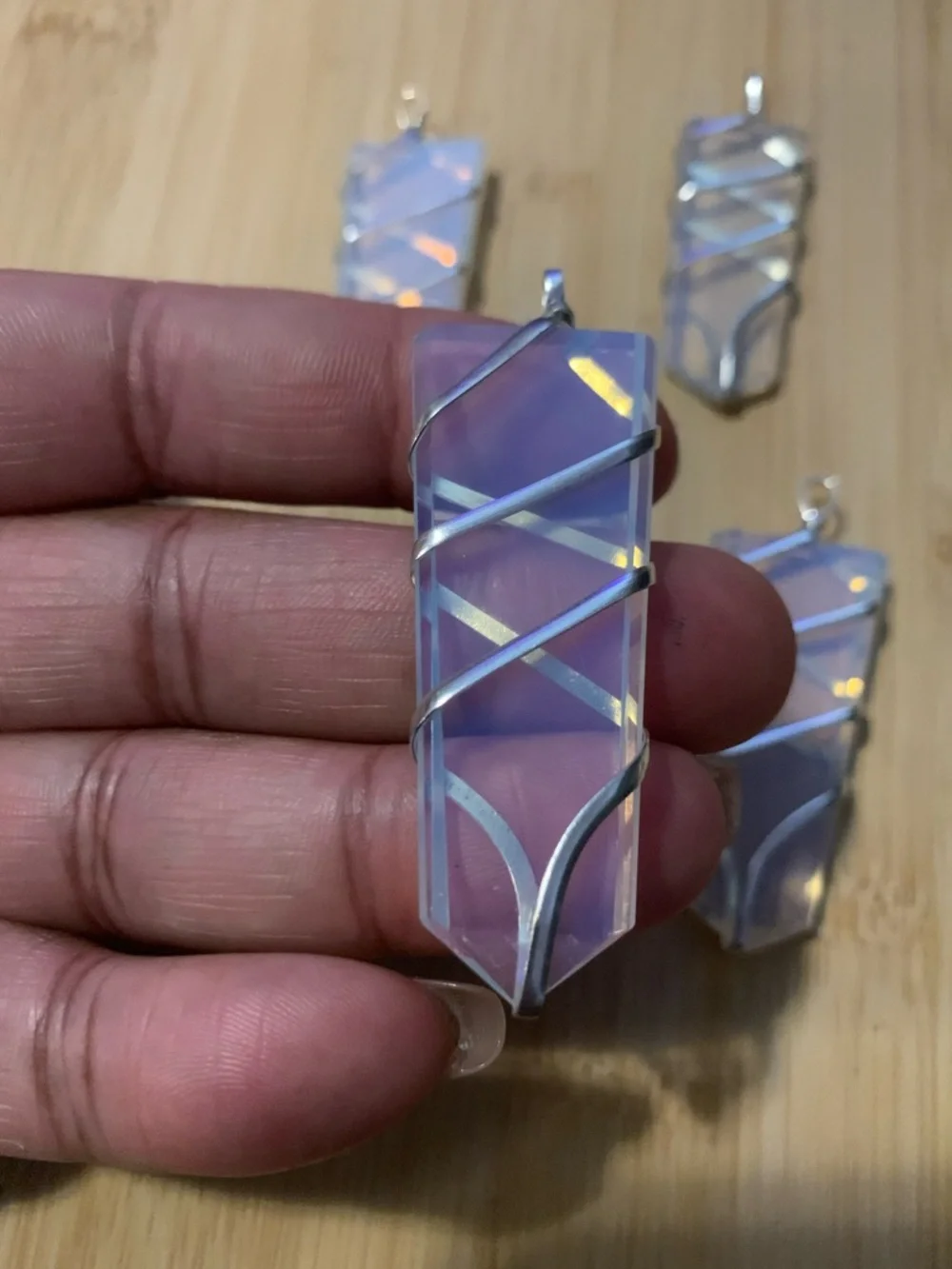 New Halo Opal Pendant  Lot with Silver Wire Wrap - Picture 4 of 4